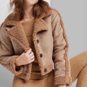 Wild Fable Brown Faux Sherling Jacket Size XXS New With Tags